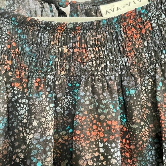 Ava & Viv Black Multi Floral Chiffon Bishop Sleeve Lined Pullover Blouse Size 3X - Picture 6 of 15